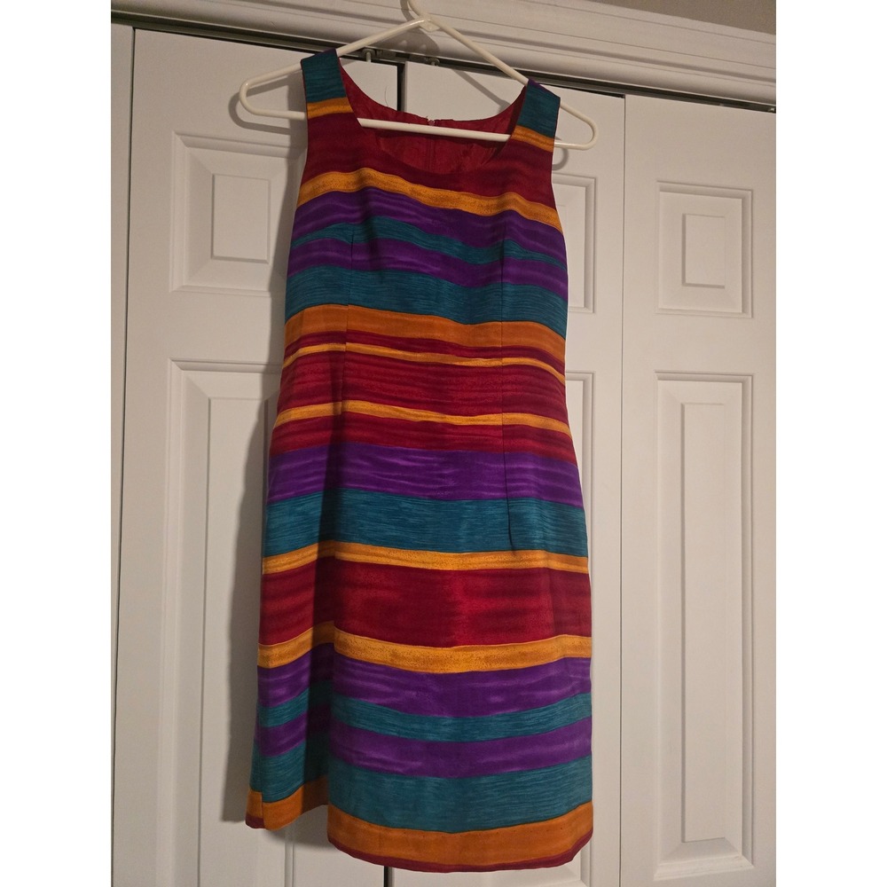 Jessica Howard Petite Multi Color Striped Sleeveless Sheath Dress Size 4P